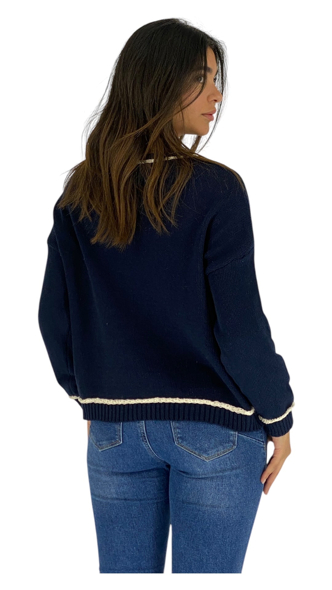 Marks navy/cream top