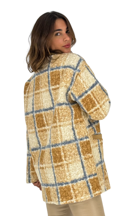 Fluer Beige Checkered Jacket