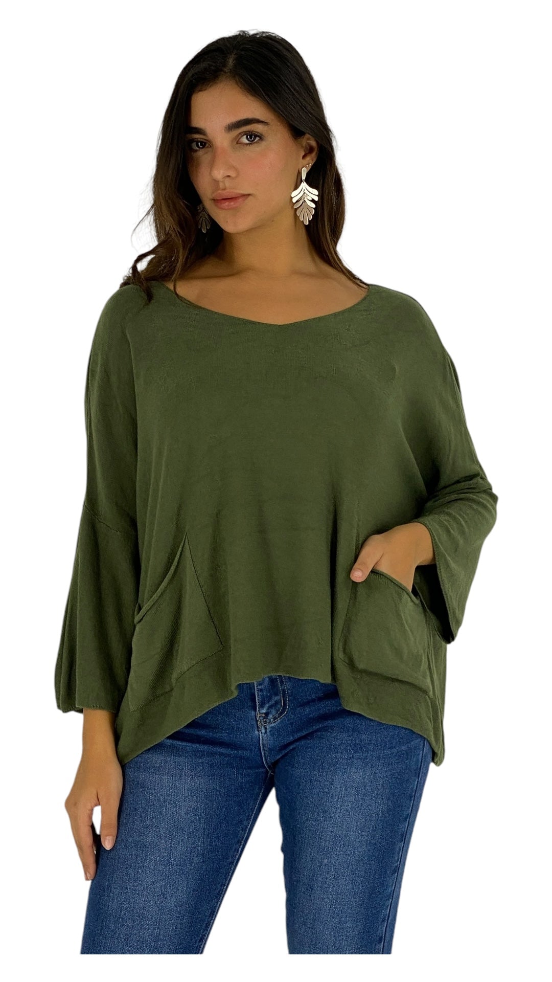 Edmund olive top