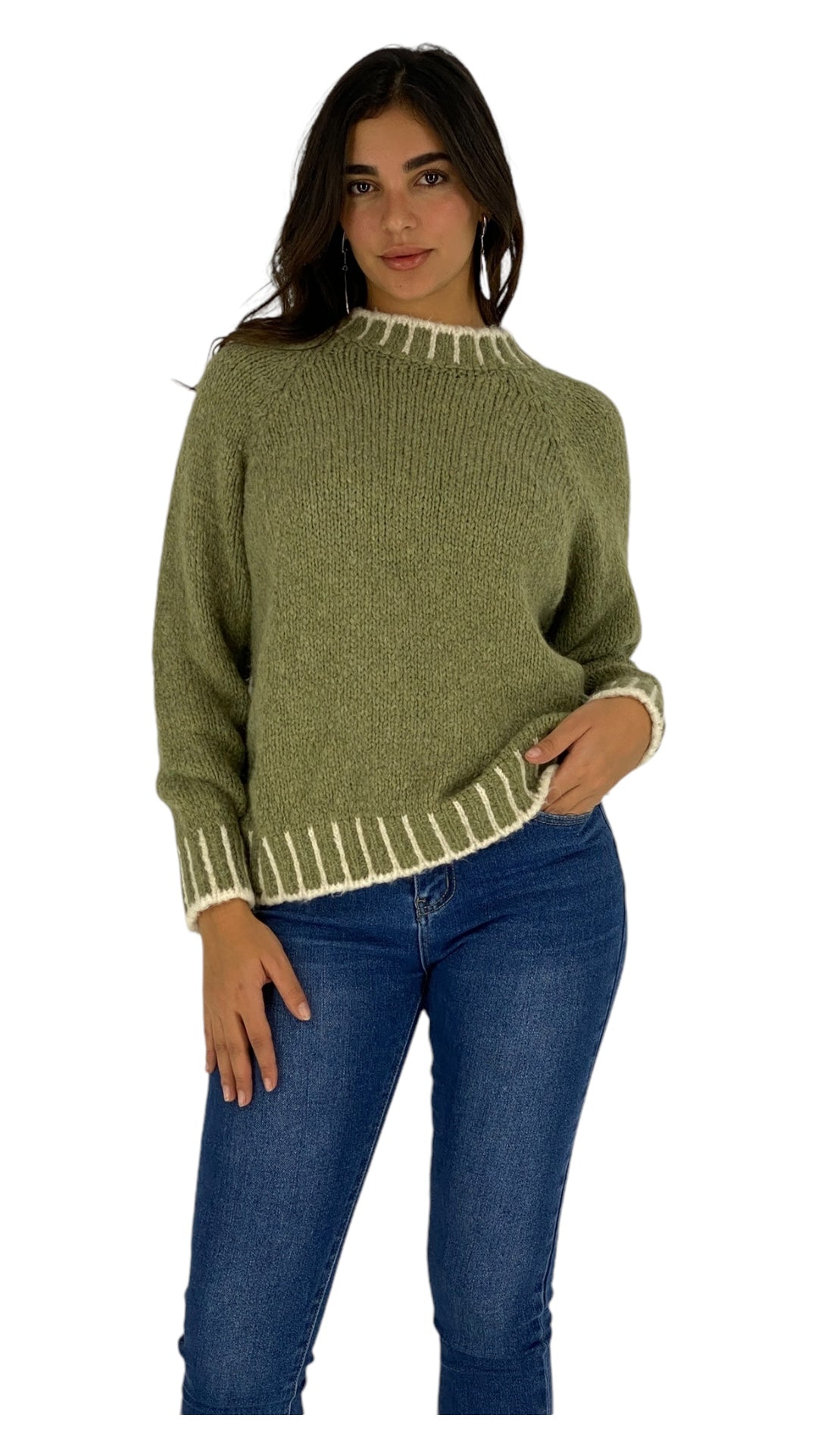 Sunniva green khaki sweater