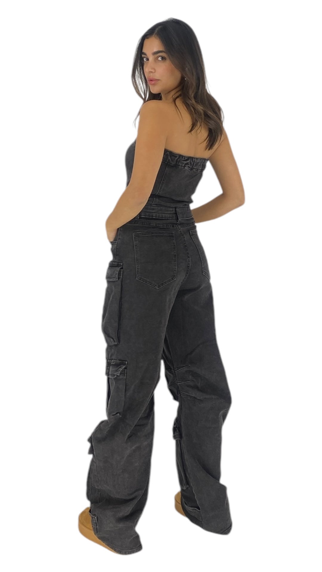 Margo charcoal denim jumpsuit