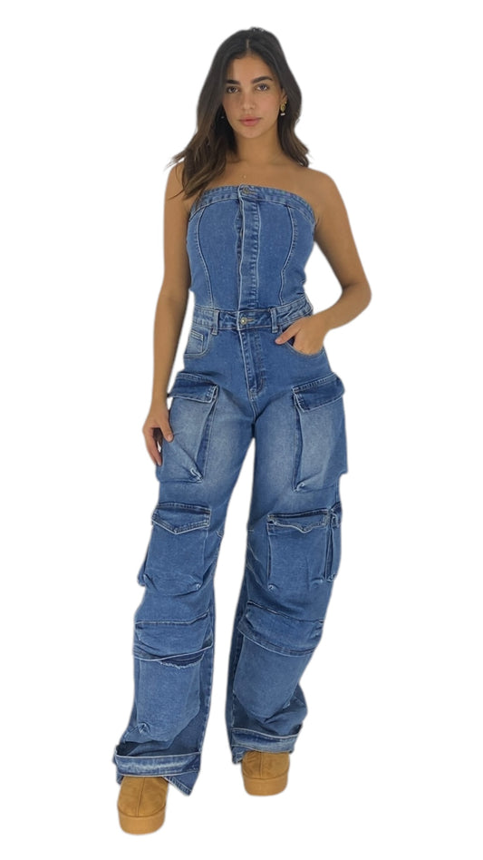 Margo blue denim jumpsuit