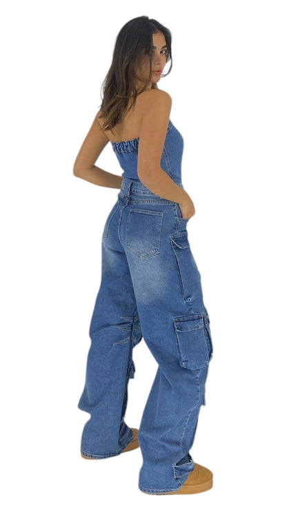 Margo blue denim jumpsuit