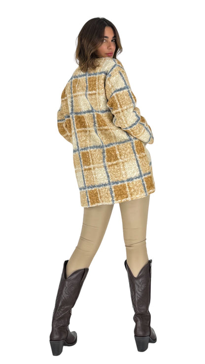 Fluer Beige Checkered Jacket