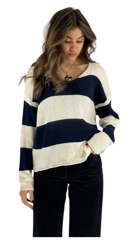 Malaga stripped navy sweater