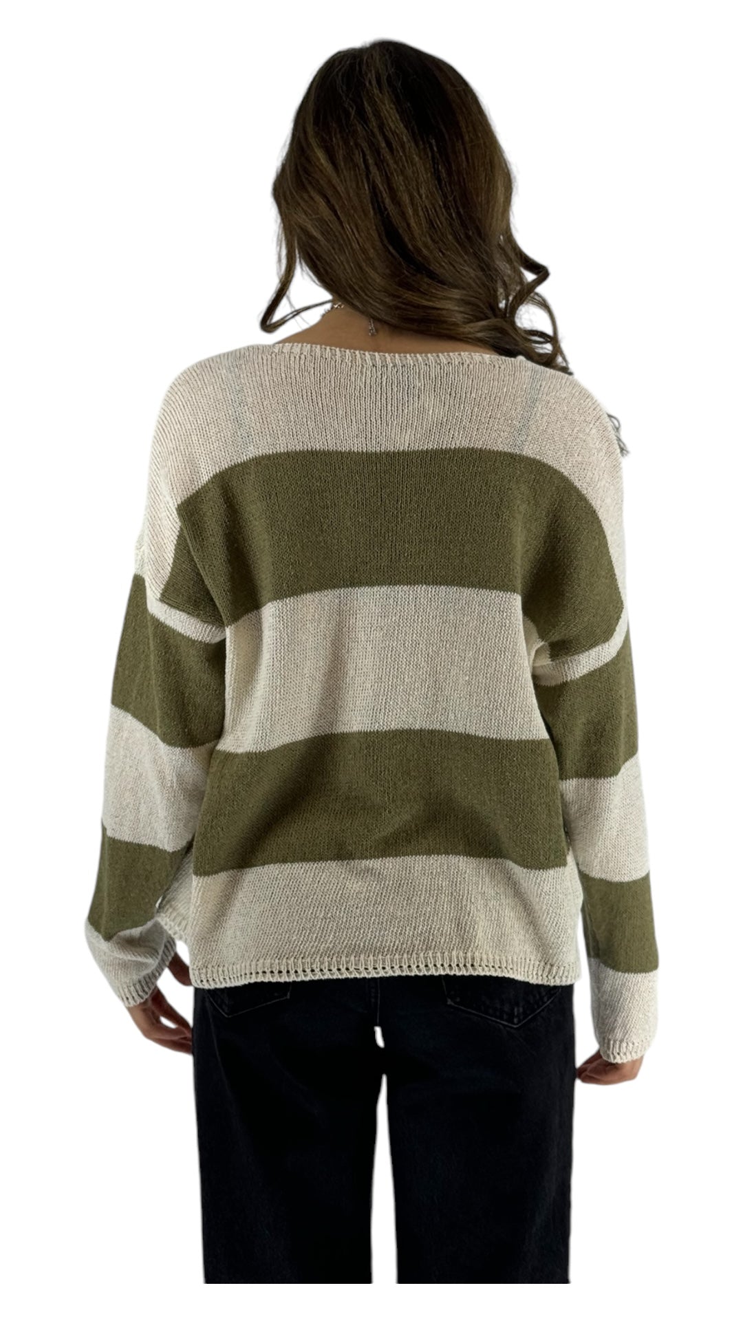 Malaga stripped kaki sweater