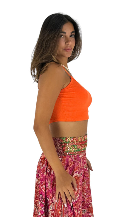 Shima orange cropped top