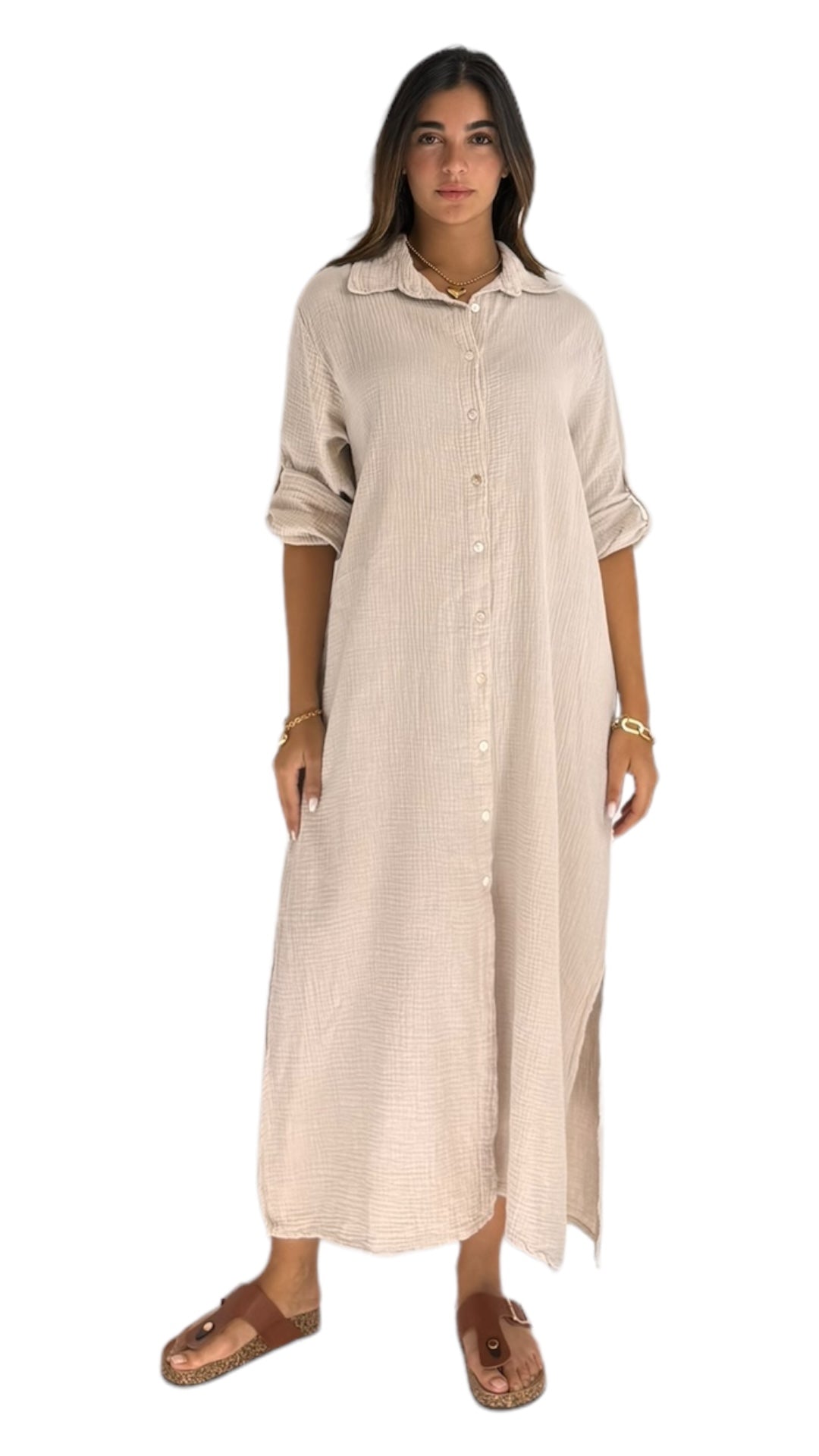 Remus beige shirt dress