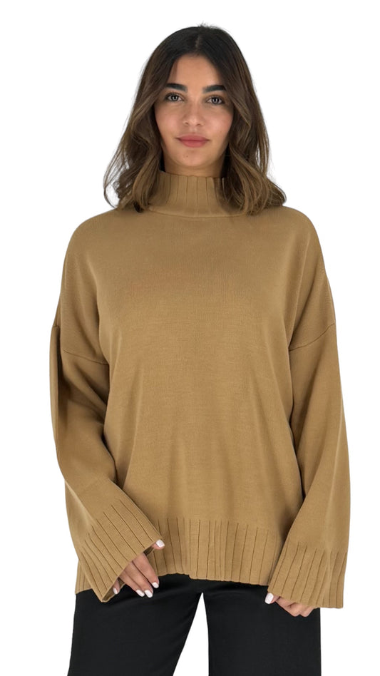 Isabella Camel Knitted Top