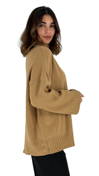 Isabella Camel Knitted Top