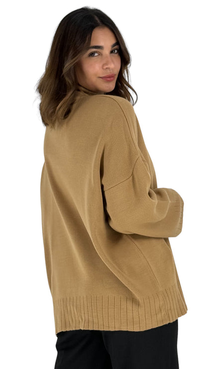 Isabella Camel Knitted Top