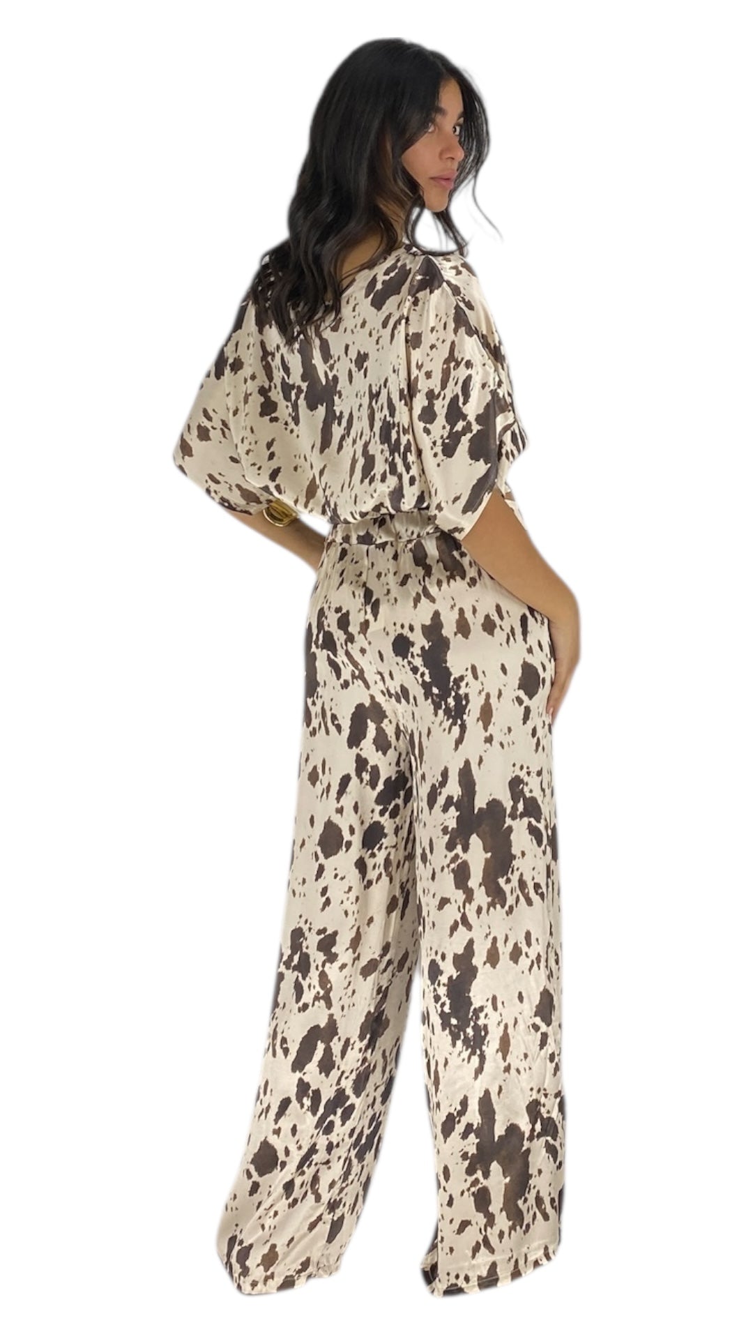 Kiki brown cow print pants set