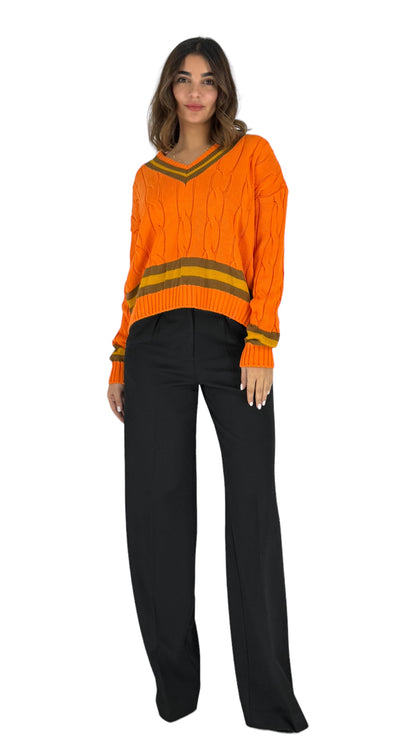 Ameila Orange Cable Knitted Top