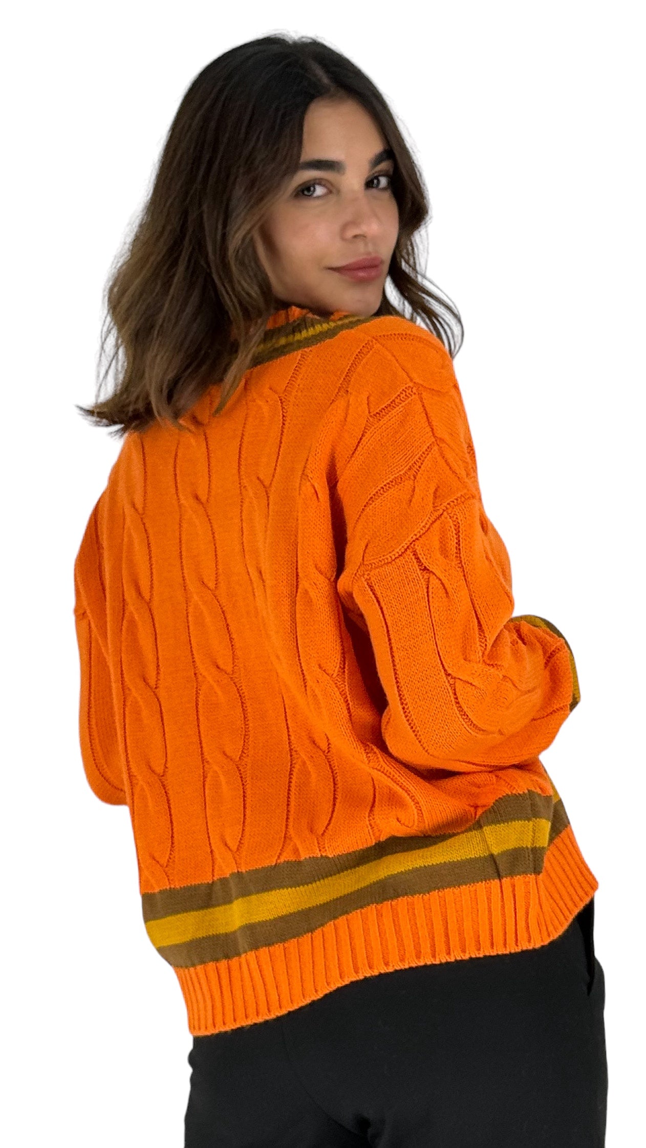 Ameila Orange Cable Knitted Top