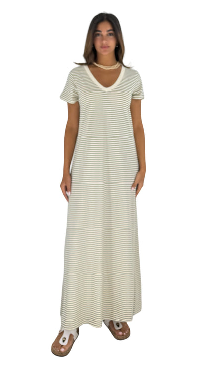 Pietra striped  kaki dress