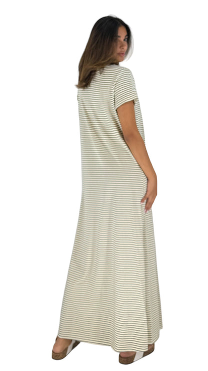 Pietra striped  kaki dress