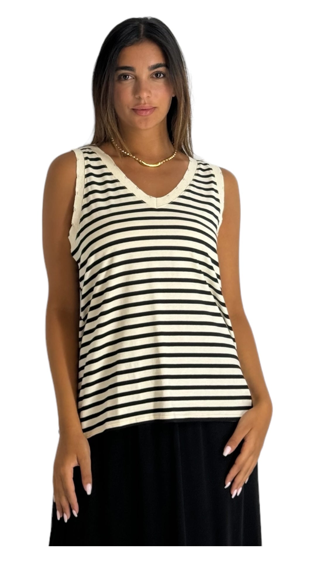 Sumo striped black/off white top