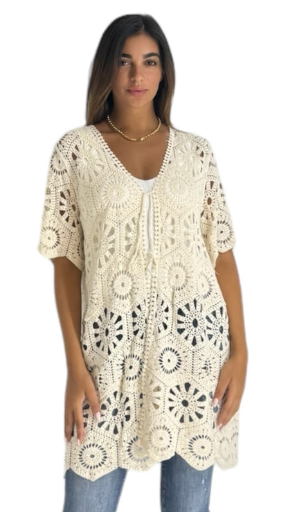 Cairo beige crochet cardigan