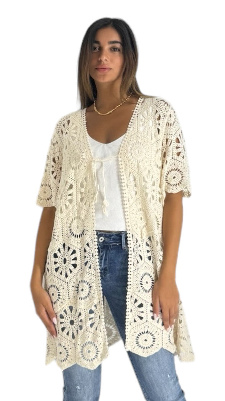 Cairo beige crochet cardigan