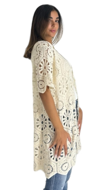 Cairo beige crochet cardigan