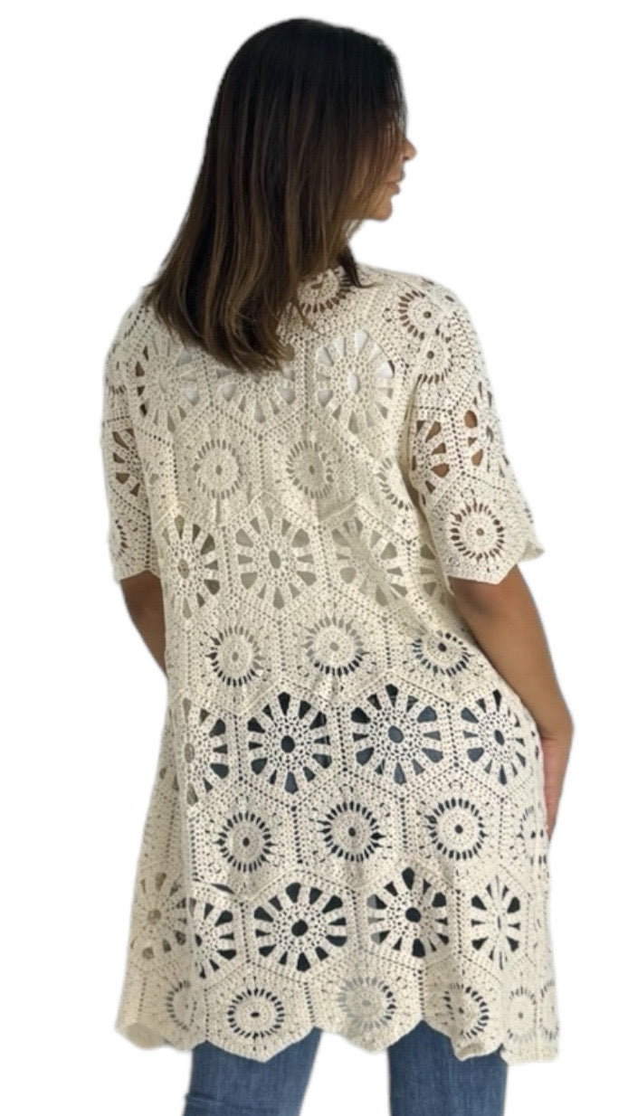 Cairo beige crochet cardigan