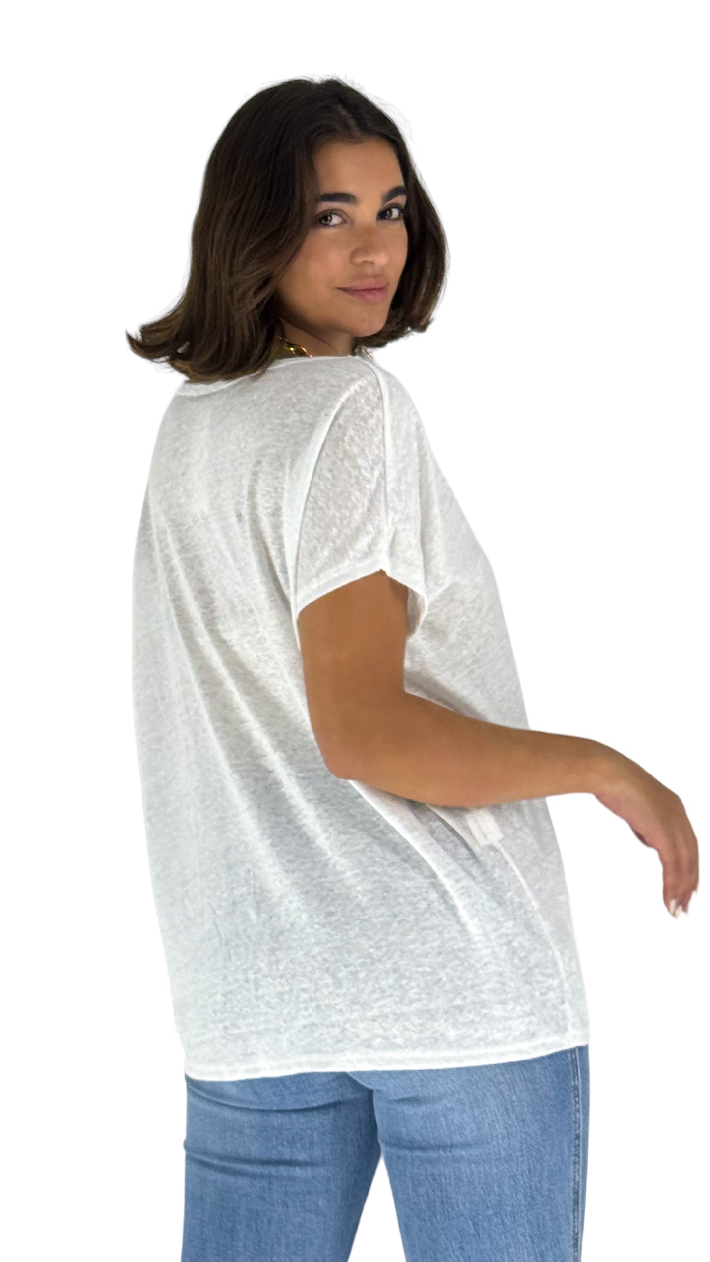 Amalthia White Linen T-shirt