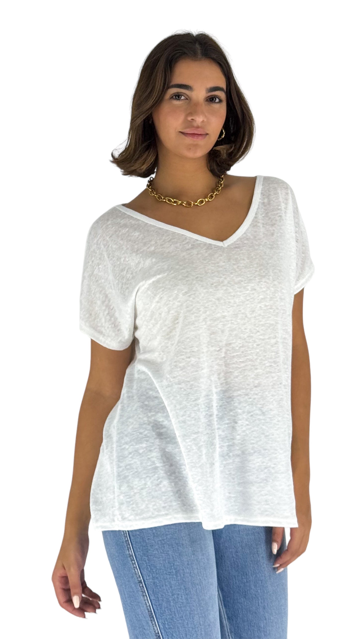 Amalthia White Linen T-shirt