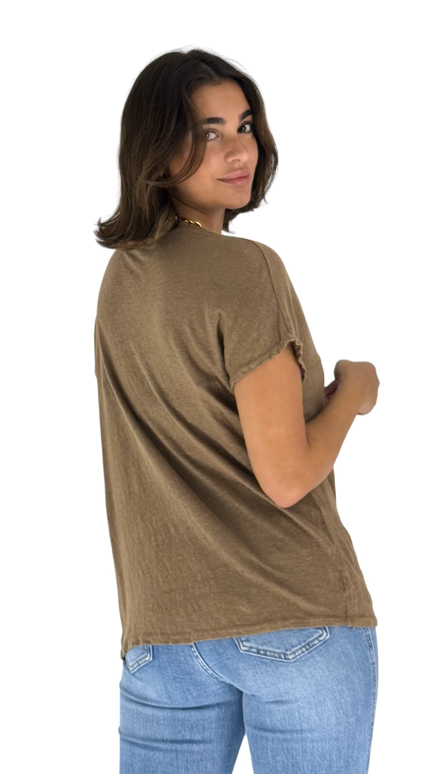 Amalthia Camel Linen T-shirt