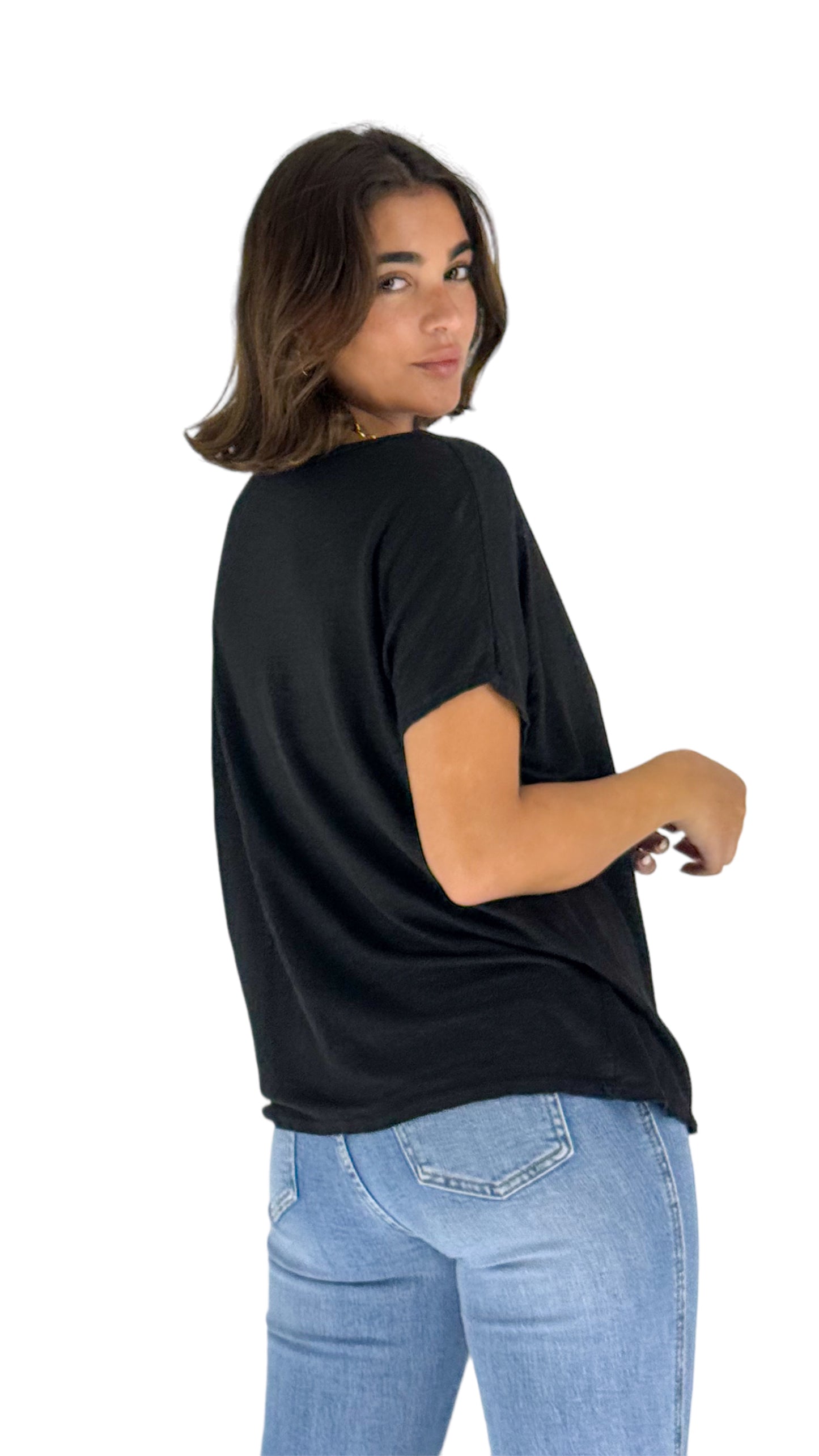 Amalthia Black Linen T-shirt