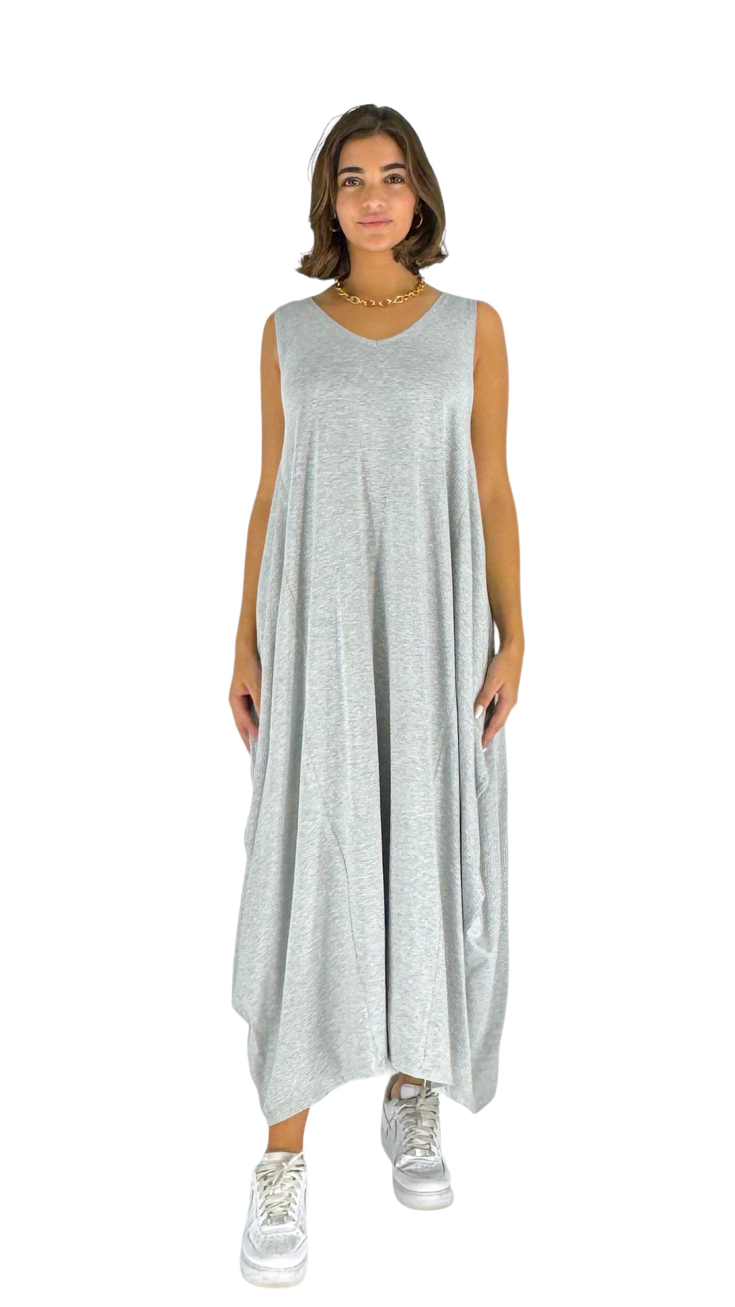Martha Grey Sleeveless Dress