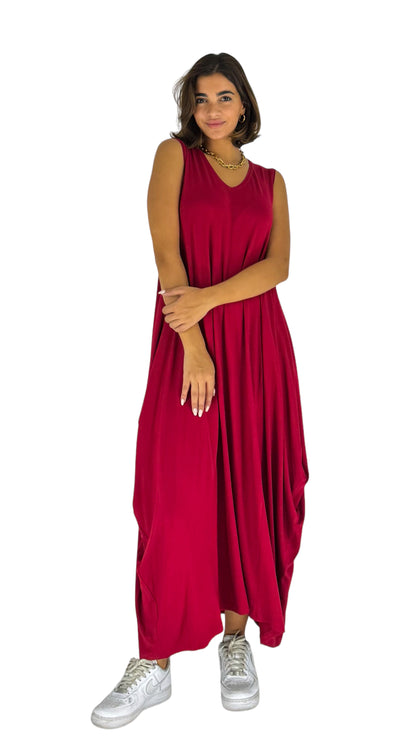 Martha Red Sleeveless Dress