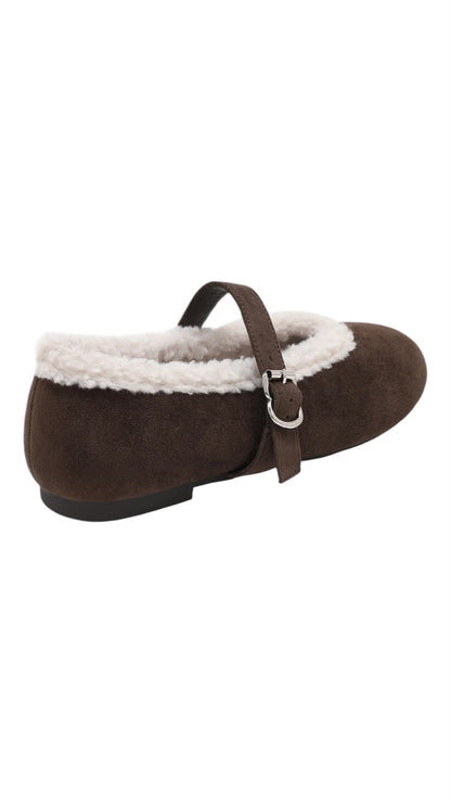 Elodie Faux Fur Mary Jane Ballet Flats