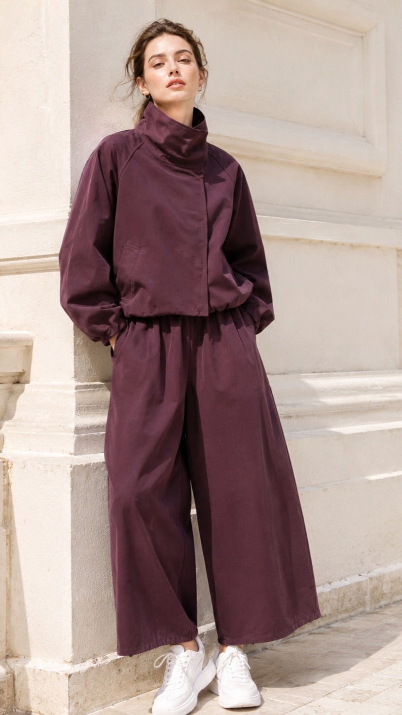 Celeste Funnel-Neck Two-Piece Set in Purple