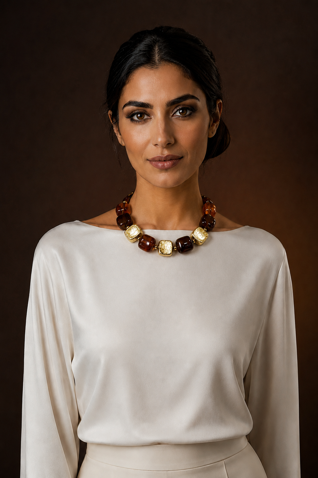 Lusy Amber & Gold Cube necklace