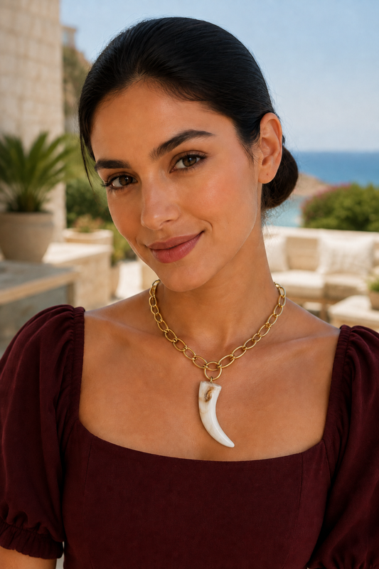 Meg ivory horn gold necklace