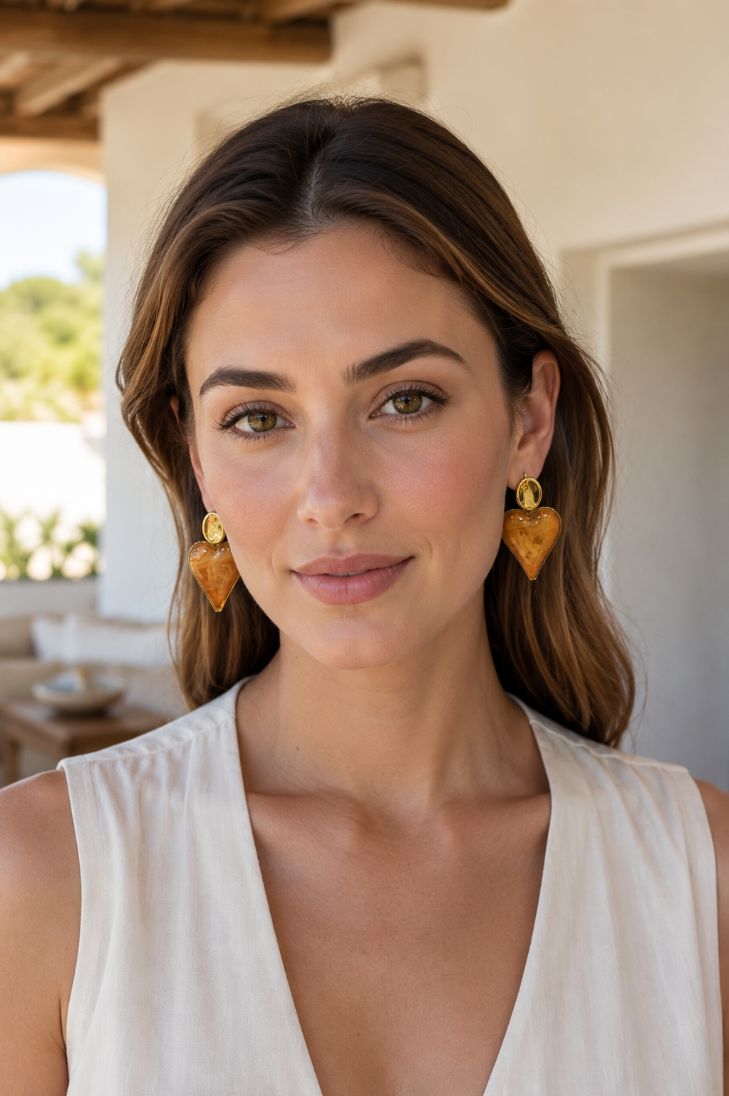 Amber Heart Earrings