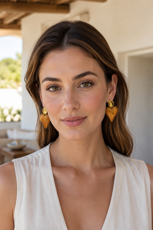 Amber Heart Earrings