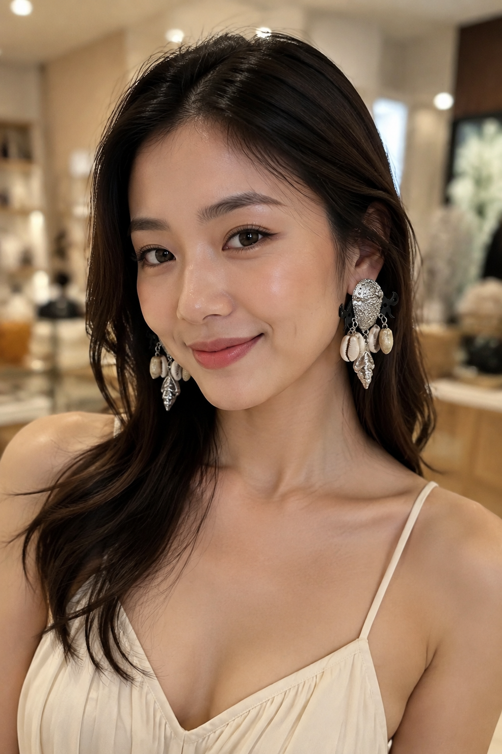 Seashells silver earring