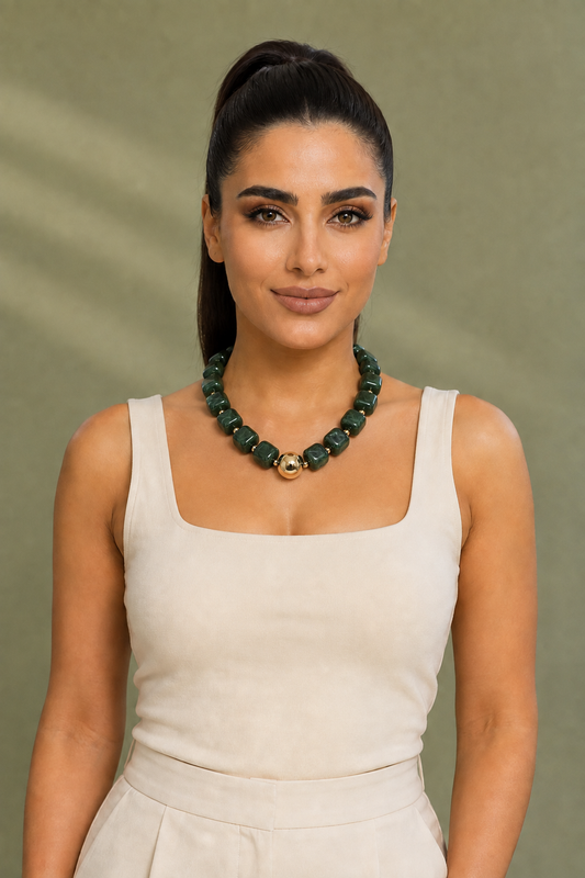 Jane olive green necklace